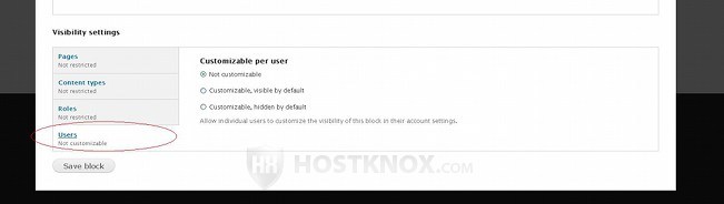 Block Visibility Settings-User Restrictions