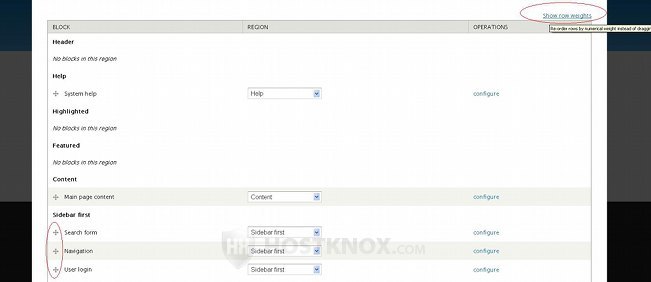 Admin Panel-Displaying Row Weights of Blocks