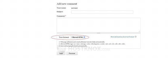 Selecting a Text Format When Submitting Comments