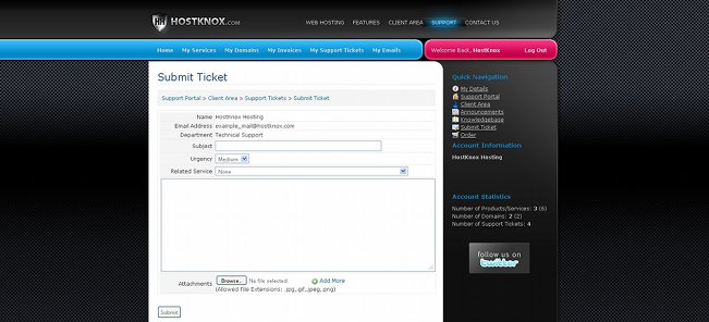 Form for Submitting Tickets