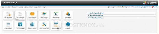 Joomla Admin Control Panel