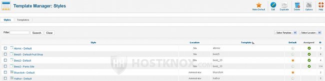 Joomla Template Manager