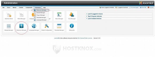 Joomla Backend Control Panel