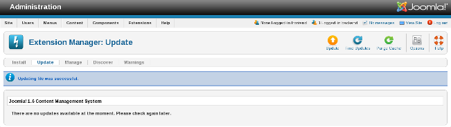 Joomla Upgrade - Update Successful
