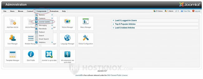 Accessing Joomla Update