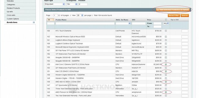 Bundle Product Settings-Adding Products to a Bundle Option