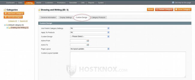 Category Custom Design Settings