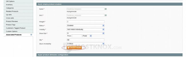 Associated Products-Quick Create Form