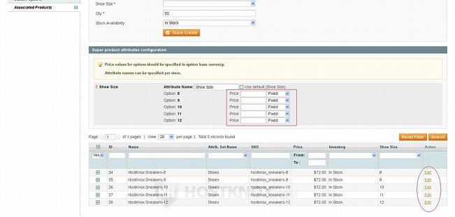 Associated Products Added to the Configurable Product