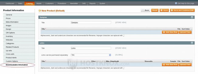 Product Settings-Downloadable Information Tab