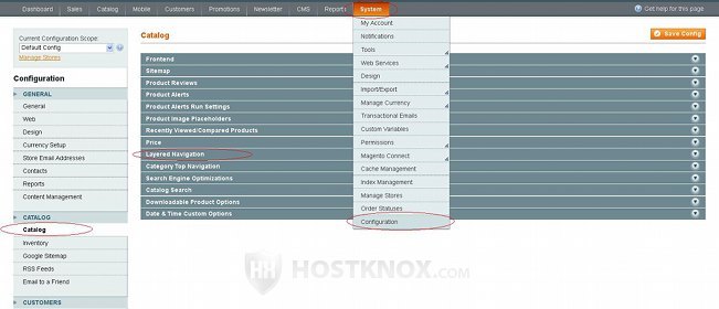 Accessing the System Layered Navigation Settings