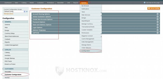 System Customer Settings