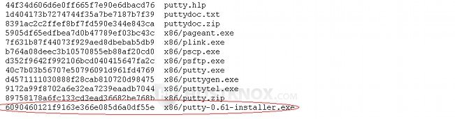 PuTTY Original MD5 Checksums