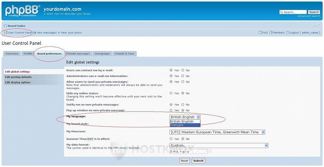 User Control Panel