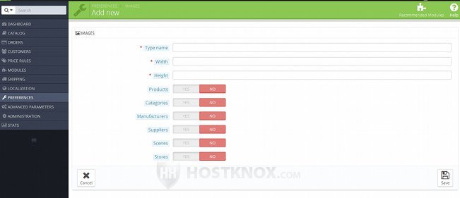 Form for Adding/Editing Image Types