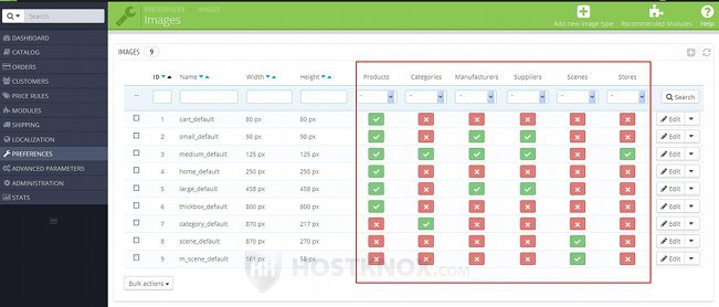 Image Types Table-Content Types Enable/Disable Indication