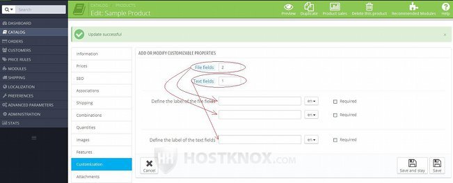 Form for Adding/Editing Products-Additional Customization Options