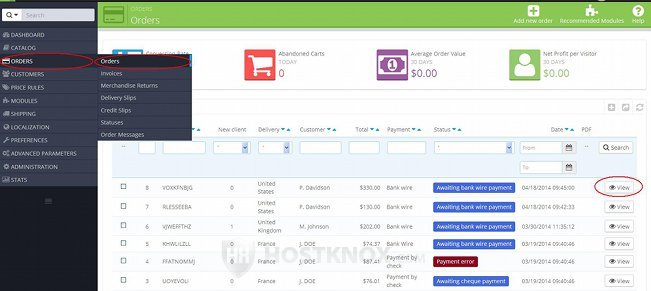 Admin Panel-Viewing Order Details