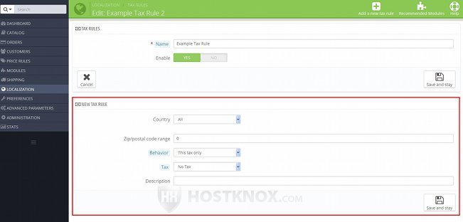 Tax Rule Form-Options for Adding Taxes to the Tax Rule