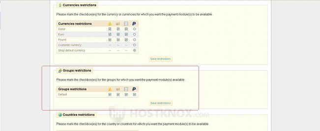 Groups Restrictions Section