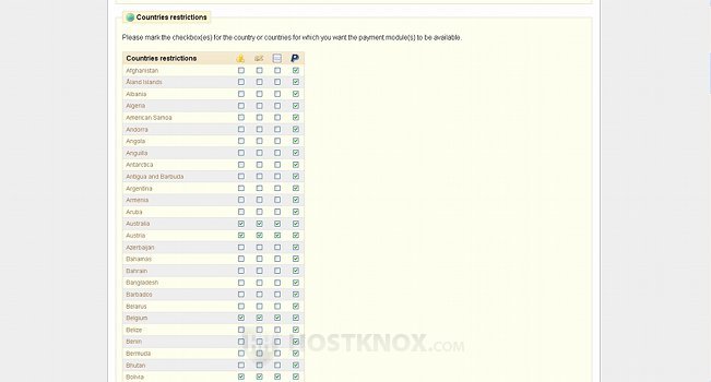 Countries Restrictions Section