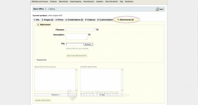 Product Attachments Settings