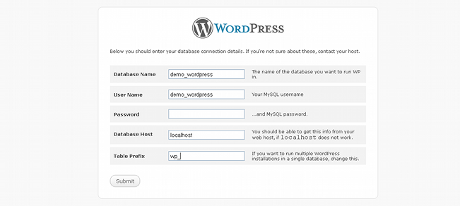 WordPress Database Information