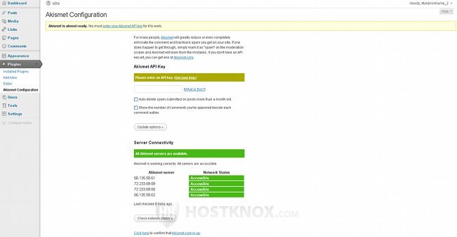 Akismet Configuration Page